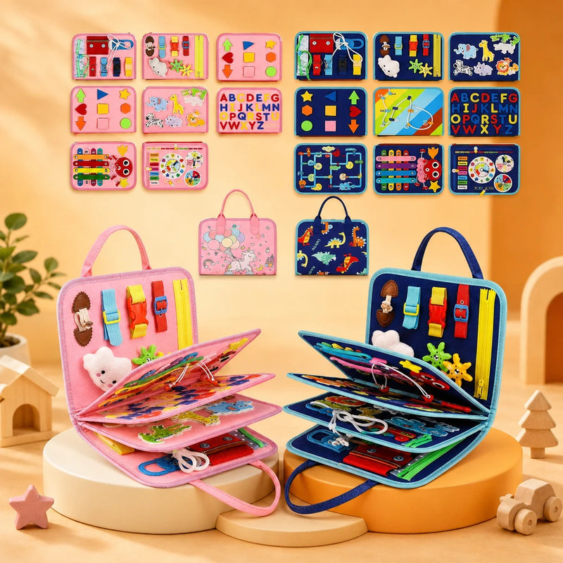 Interactive Wooden Montessori Busy Board