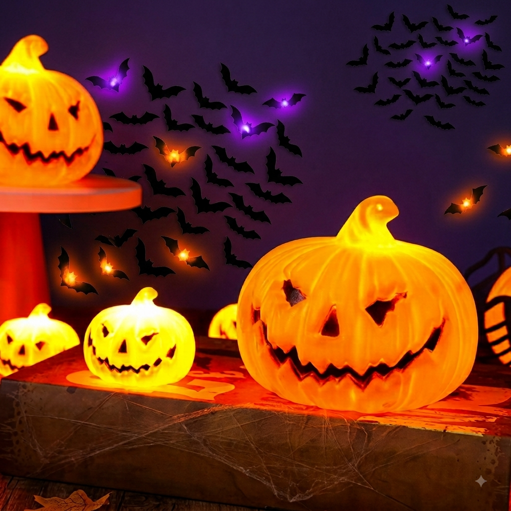 Add LED Halloween Pumpkin Lantern (5×4 Inch)