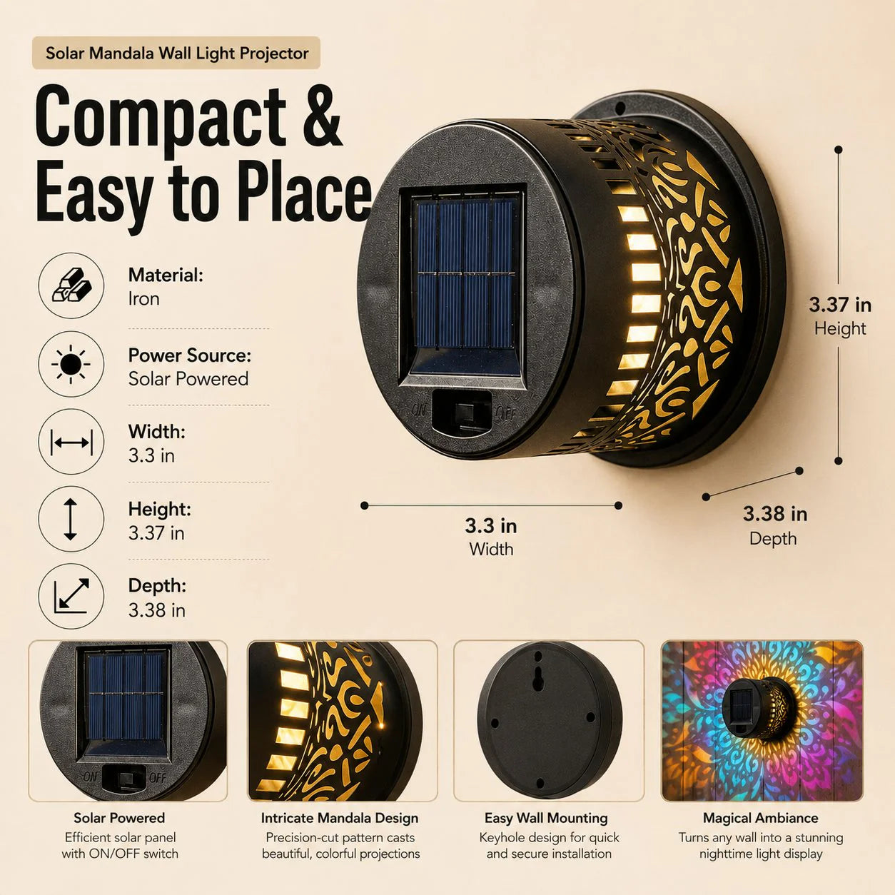 🔥 Last Day Sale | Gardena™ Mandala Solar Wall Light