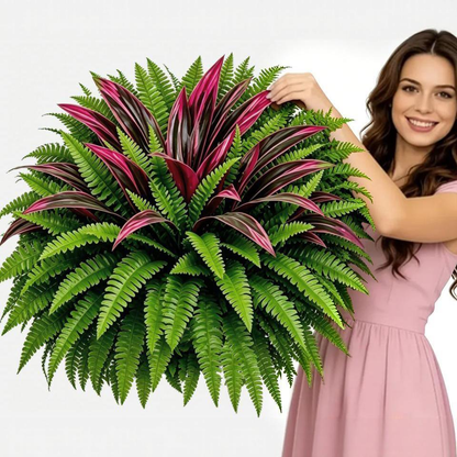 🔥 Last Day Sale | UV Resistant Artificial Fern And Red Dracaena