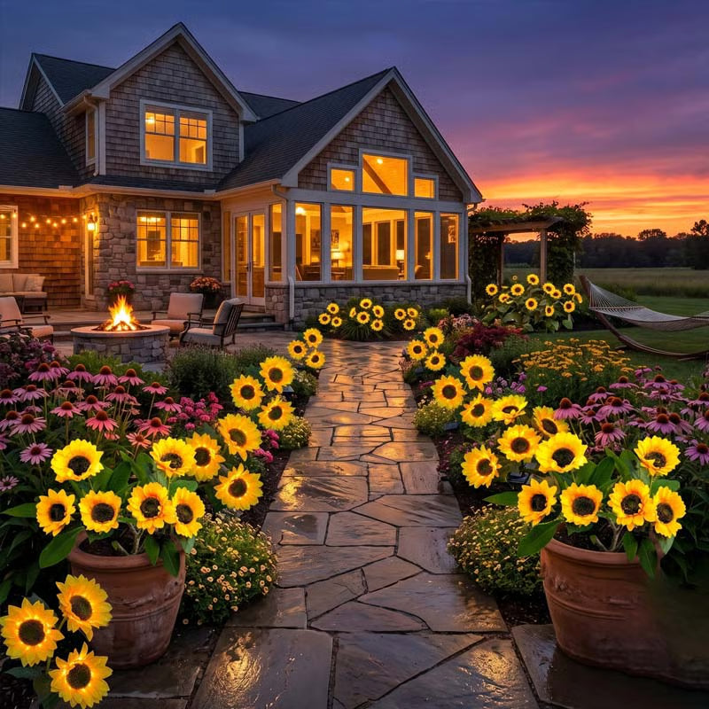 Solar Sunflower Glow Lights