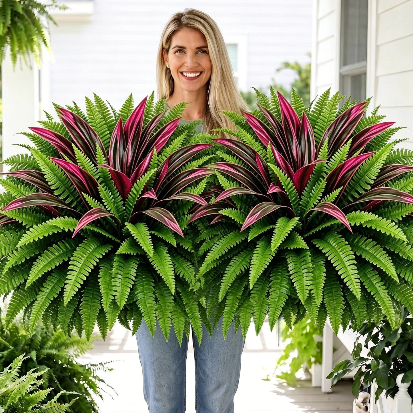 🔥 Last Day Sale | UV Resistant Artificial Fern And Red Dracaena