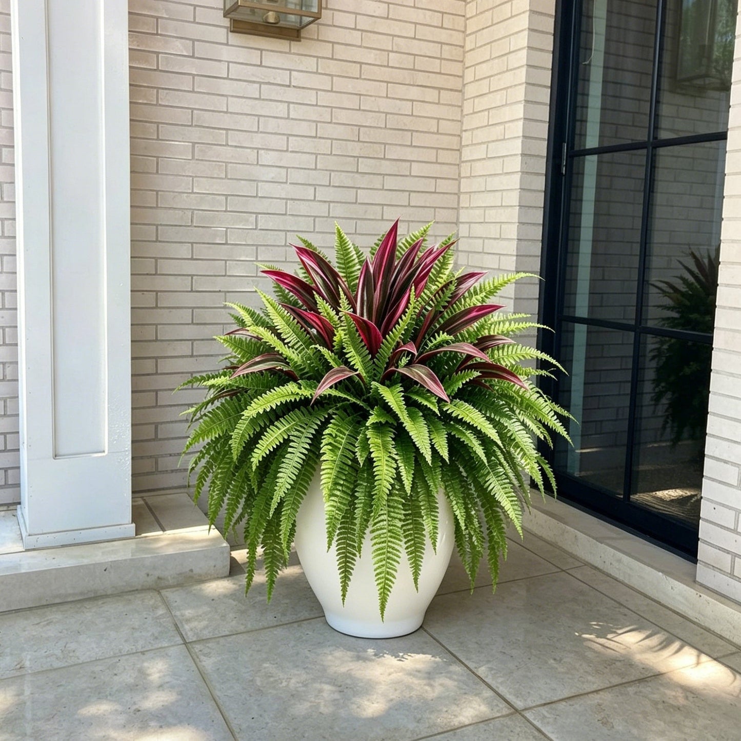 🔥 Last Day Sale | UV Resistant Artificial Fern And Red Dracaena